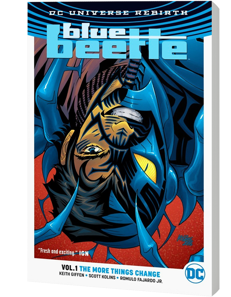 Lié au scarabée Blue Beetle, l'adolescent Jaime Reyes n'a aucune idée de ce qu'il doit faire avec l'une des armes les plus puissantes de l'univers. Mais il a de la chance, car son prédécesseur, Ted Kord, est de retour dans l'univers DC et va servir de mentor au jeune héros ! Aux côtés d'un autre héros adolescent, Doctor Fate, ce duo devra apprendre à devenir des héros sur le tas ! Blue Beetle est de retour pour une nouvelle génération dans le cadre de DC Universe Rebirth !
