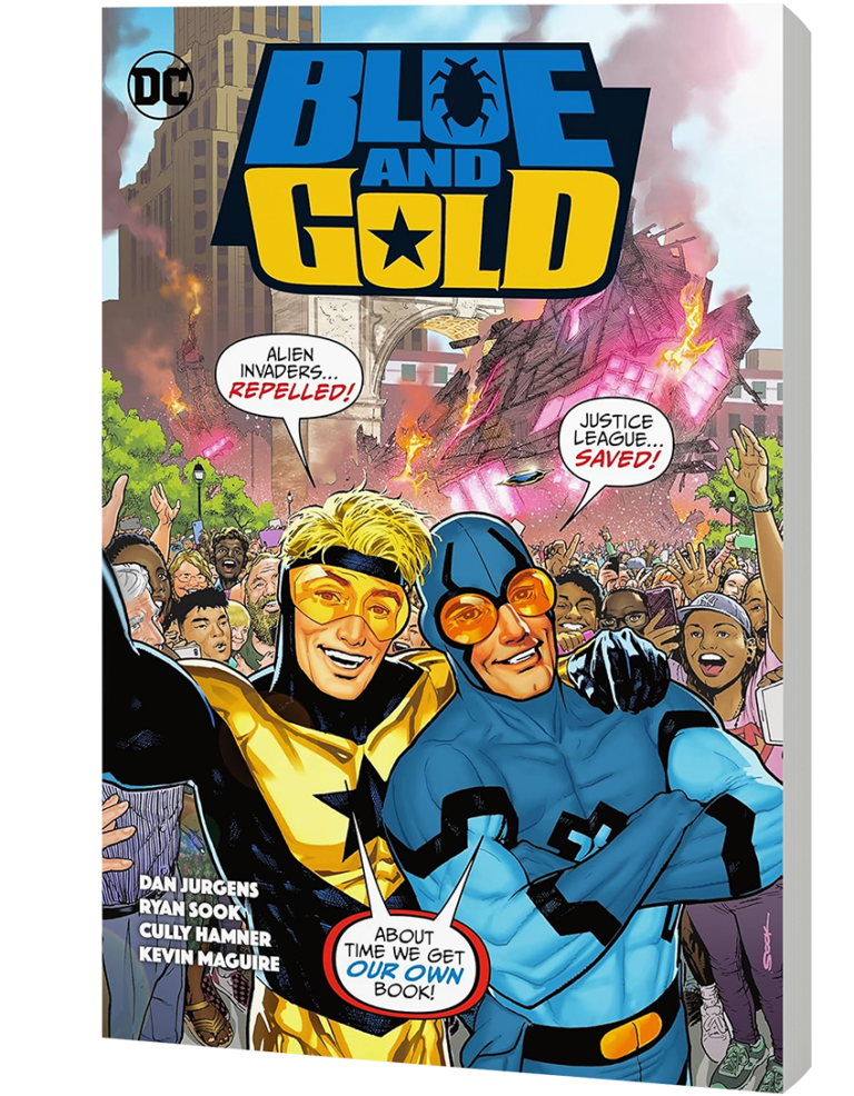 Qui a besoin de la Justice League ? Le duo préféré des fans de DC, Blue Beetle et Booster Gold, vole désormais de ses propres ailes... et sur Internet, puisque ces outsiders se lancent dans les réseaux sociaux et créent leur propre entreprise de super-héros !
Désespéré de retrouver la vedette, Booster Gold cherche à attirer l'attention du public (et de la Justice League) comme le ferait n'importe quel héros has-been de seconde zone : via les réseaux sociaux.
Ce héros du 25e siècle, peu versé dans les technologies, fait appel à son meilleur ami, Blue Beetle, qui possède à la fois l'argent et l'intelligence nécessaires pour aider son vieil ami à naviguer dans le monde effrayant des influenceurs sur Internet. Attention, méchants, nos héros sont en ligne ! Mais ils ne se doutent pas qu'une tueuse extraterrestre en quête de vengeance a pris Blue et Gold pour cible, et The Omnizon ne rate jamais sa cible !