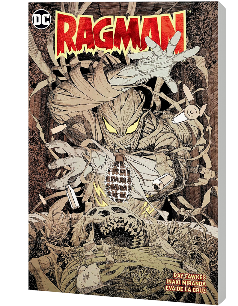 Rory Regan a eu de la chance. Il est revenu vivant de cette mission.

Aujourd’hui, ce vétéran de guerre marqué par les combats est rentré chez lui, dans l’espoir de laisser derrière lui la culpabilité liée à son raid meurtrier sur une tombe antique – ainsi que le souvenir de tous les amis et camarades qu’il a perdus au cours de cette opération.

Mais des sables d'Israël aux rues de Gotham City, l'horreur l'a suivi jusqu'à chez lui. Désormais, les âmes des victimes enveloppent Rory d'une armure surnaturelle, l'appelant à venger leur mort et à défendre son peuple contre l'invasion démoniaque.

Il n'est plus Rory Regan. Il est... Ragman.

Et il ferait mieux de s’y habituer vite, car la guerre qu’il a menée au Moyen-Orient n’est rien comparée à l’apocalypse qui attend Gotham s’il échoue. Il devra s’adapter aux incroyables nouveaux pouvoirs de son impressionnante Armure des Âmes – et déterminer à qui il peut faire confiance, qu’il s’agisse d’anges ou de démons – sinon il ne restera plus que des haillons et des cendres...

De l'équipe créative acclamée composée de Ray Fawkes (Justice League Dark) et Inaki Miranda (Catwoman) nous vient une nouvelle réinterprétation audacieuse de l'un des plus grands héros cultes de DC Comics, qui fait le pont entre la guerre, l'horreur, la fantasy et l'univers des super-héros : Ragman !